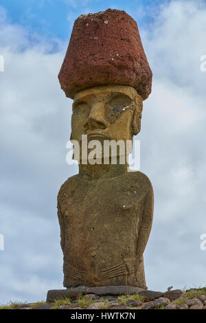 Ahu Nau Nau, Anakena, Moai, Rapa Nui, Easter Island, Isla de Pascua, Chile Stock Photo