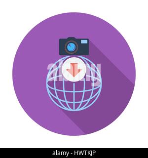 Photo download. Single flat color icon. Vector illustration. Stock Vector
