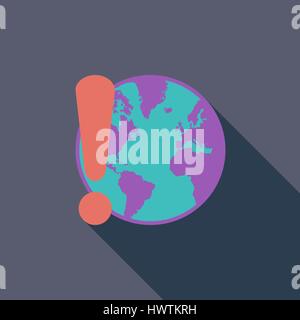 Problem connecting to the internet icon. Flat vector related icon with long shadow for web and mobile applications. It can be used as - logo, pictogra Stock Vector