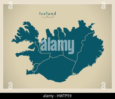Vector map of Iceland with regions and administrative divisions ...