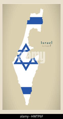 Modern Map - Israel flag colored IL Stock Vector