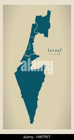 Modern Map - Israel with districts IL Stock Vector