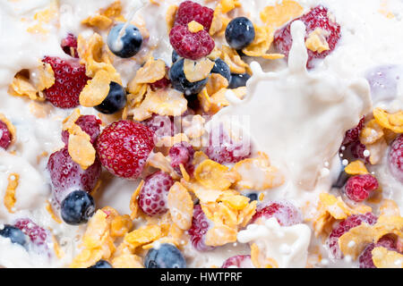 fresh berries and muesli for healthy breakfast background Stock Photo
