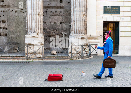 Rome, Italy - February 3, 2017:Mime artist performing in Piazza di Pietra,  on February 3, 2017 in Rome, Italy Stock Photo