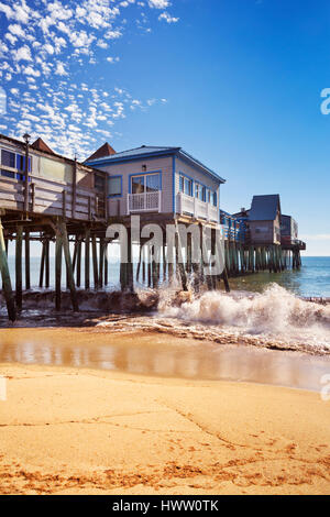 The pier at Old Orchard Beach in Maine, USA on a beautiful sunny day. Stock Photo