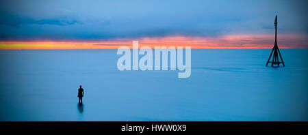 Long Exposure Minimalist Image of Antony Gormleys 'Another Place' Stock Photo