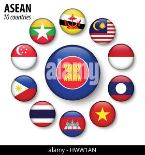 ASEAN ( Association of Southeast Asian Nations ) and membership . Stock Vector