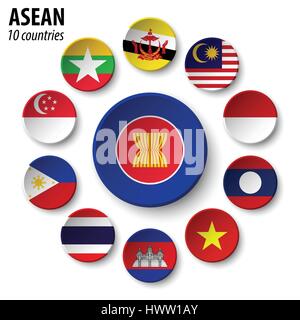 ASEAN ( Association of Southeast Asian Nations ) and membership . Stock Vector