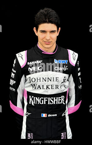 Albert Park, Melbourne, Australia. 23rd Mar, 2017. Esteban Ocon (FRA) #31 from the Sahara Force India F1 team pose at the driver's portrait session at the 2017 Australian Formula One Grand Prix at Albert Park, Melbourne, Australia. Credit: Cal Sport Media/Alamy Live News Stock Photo