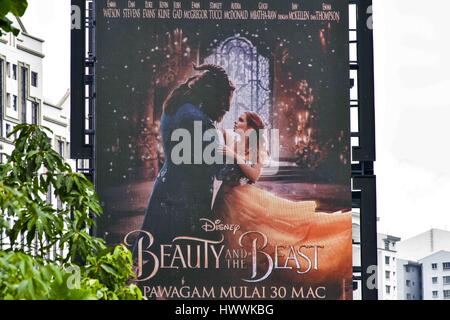 Kuala Lumpur, MALAYSIA. 24th Mar, 2017. Malaysia's largest cinema chain, Golden Screen Cinemas said March 21 it will begin showing the Disney movie Beauty and the BeastÂ on March 30 without cutting a gay scene as had been ordered by film censors. Originally scheduled to start screening on March 16 but was postponed after Disney refused to edit the film. Credit: Chris Jung/ZUMA Wire/Alamy Live News Stock Photo