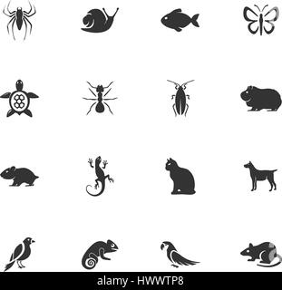 Pets types vector icons for user interface design Stock Vector
