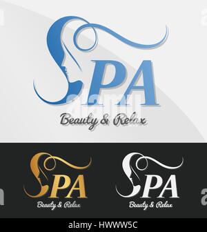 Beautiful female face in negative space on letter S logo design. Suitable for spa, massage, salon, cosmetic and beauty concept with letter s. Vector i Stock Vector