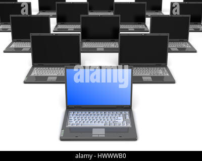 3d illustration of many computer over white background Stock Photo