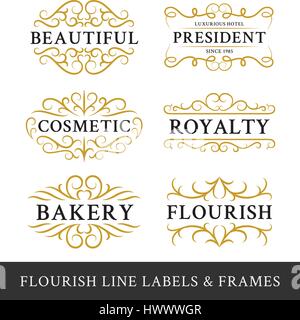 Set of flourish calligraphy frames design for business and product such as real  estate, hotel,salon,bakery,cosmetic, jewelry, resort, wedding, beer,  Stock Vector