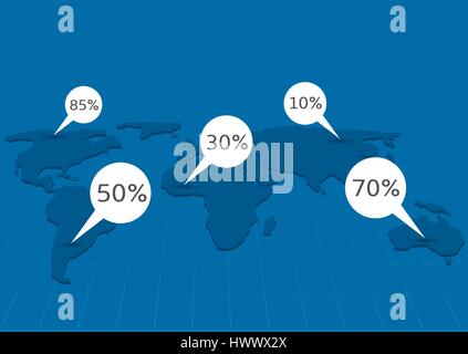 Blue World map Stock Vector