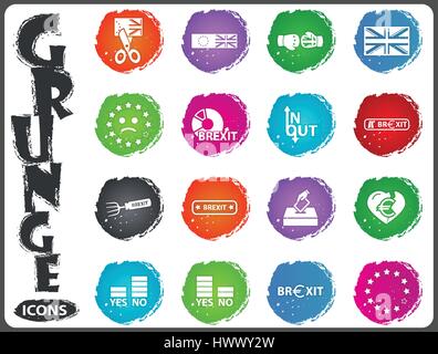 vector symbol of brexit icon set for web in grunge style Stock Vector