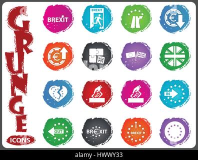 vector symbol of brexit icon set for web in grunge style Stock Vector