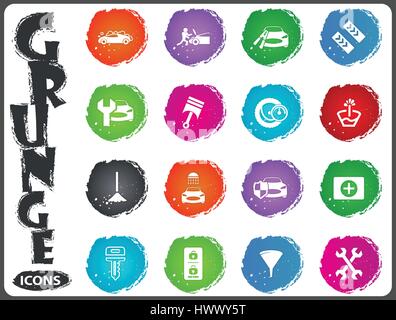 Car shop icon set for web sites and user interface in grunge style Stock Vector