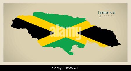 Modern Map - Jamaica colored JM Stock Vector