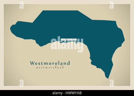 Modern Map - Westmoreland JM Stock Vector
