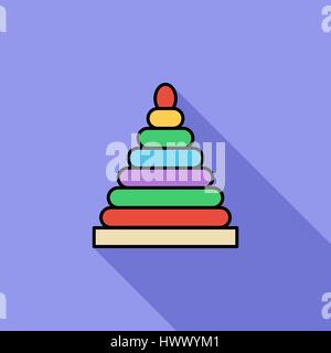 Pyramid toy icon. Flat vector related icon with long shadow for web and mobile applications. It can be used as - logo, pictogram, icon, infographic el Stock Vector