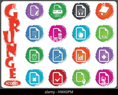 Documents icon set for web sites and user interface in grunge style Stock Vector