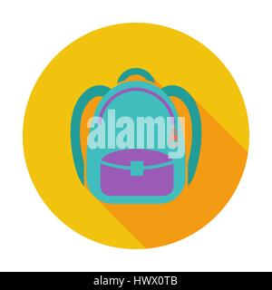 Schoolbag. Single flat color icon. Vector illustration. Stock Vector