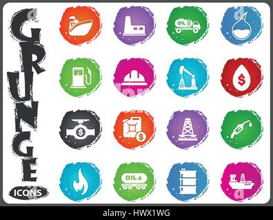 Extraction of oil icons set for web sites and user interface Stock Vector