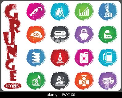 Extraction of oil icons set for web sites and user interface Stock Vector