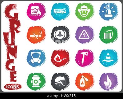 Fire brigade icons set for web sites and user interface Stock Vector