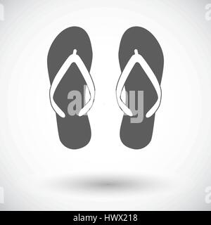 Beach slippers. Single flat icon on white background. Vector illustration. Stock Vector