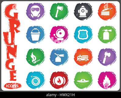 Fire brigade icons set for web sites and user interface Stock Vector