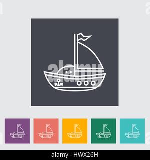 Ship toy thin line flat vector related icon set for web and mobile applications. It can be used as - pictogram, icon, infographic element. Vector Illu Stock Vector