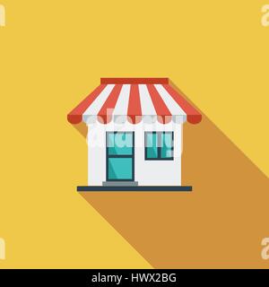 Store icon. Flat vector related icon with long shadow for web and mobile applications. It can be used as - logo, pictogram, icon, infographic element. Stock Vector