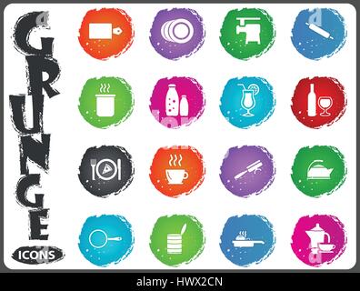 Food and kitchen symbol for web icons in grunge style Stock Vector