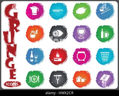 Food and kitchen symbol for web icons in grunge style Stock Vector