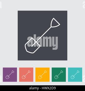 Shovel. Outline icon on the button. Vector illustration. Stock Vector