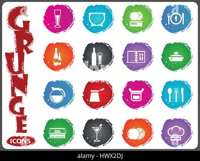Food and kitchen symbol for web icons in grunge style Stock Vector