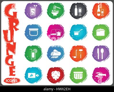 Food and kitchen symbol for web icons in grunge style Stock Vector