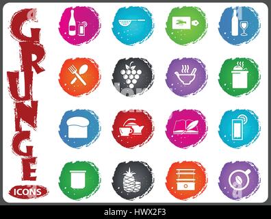 Food and kitchen symbol for web icons in grunge style Stock Vector