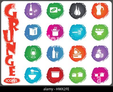Food and kitchen symbol for web icons in grunge style Stock Vector