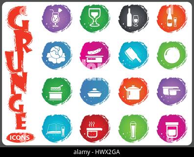 Food and kitchen symbol for web icons in grunge style Stock Vector