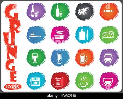 Food and kitchen symbol for web icons in grunge style Stock Vector
