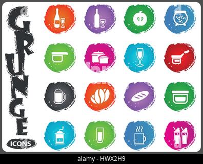 Food and kitchen symbol for web icons in grunge style Stock Vector