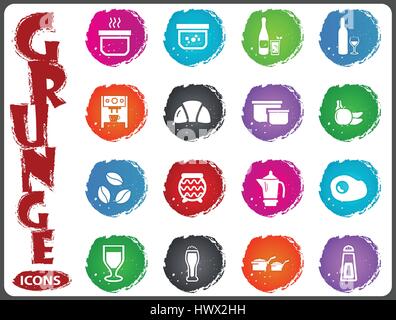 Food and kitchen symbol for web icons in grunge style Stock Vector