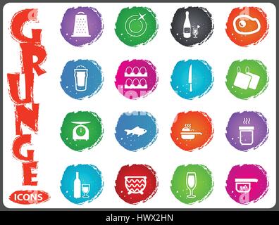 Food and kitchen symbol for web icons in grunge style Stock Vector