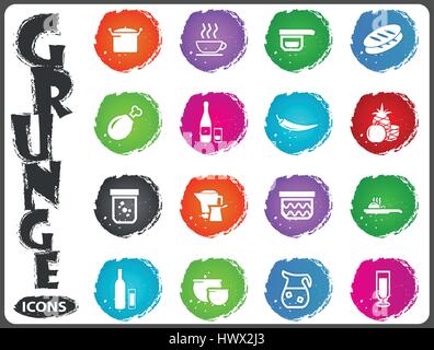 Food and kitchen symbol for web icons in grunge style Stock Vector