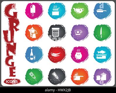 Food and kitchen symbol for web icons in grunge style Stock Vector