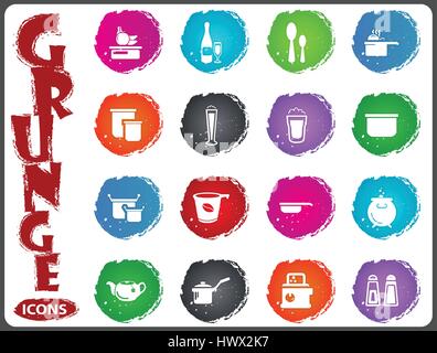 Food and kitchen symbol for web icons in grunge style Stock Vector