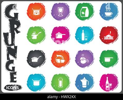 Food and kitchen symbol for web icons in grunge style Stock Vector